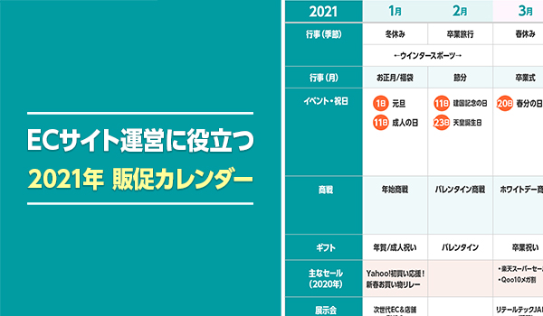 保存版 ネットショップ21年販促カレンダー コロナ下の商戦やイベントを逃さない Ecのミカタ