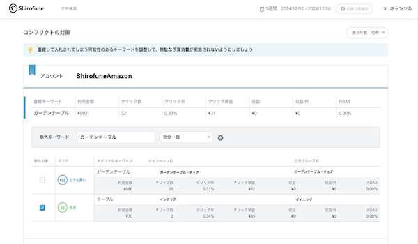 ShirofuneにAmazon広告ターゲティングコンフリクト改善機能