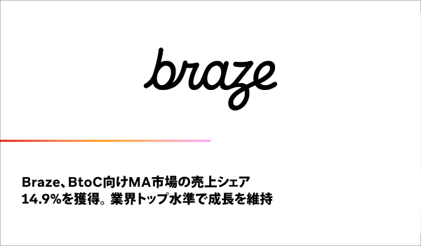 Braze、BtoC向けMA市場の売上シェア14.9%を獲得 業界トップ水準で成長を維持